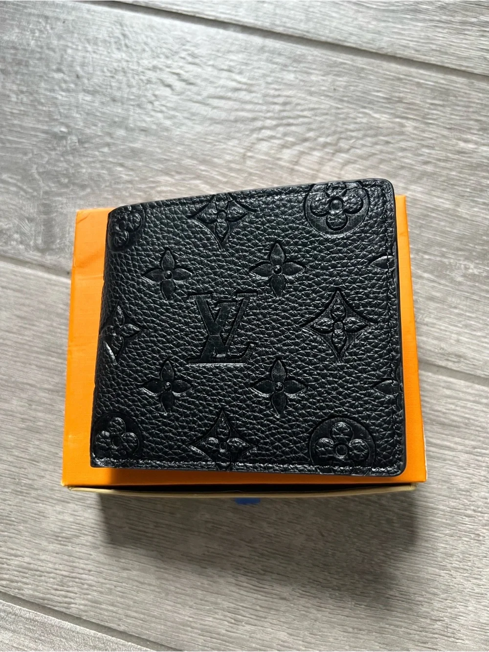Louis Vuitton Black Embossed Monogram Leather Money Clip Wallet